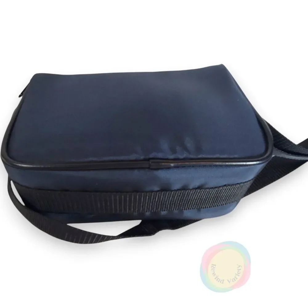 Vintage Fuji Camera Bag Navy Blue Adjustable Nylon